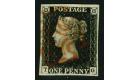 1840. 1d Intense Black. Plate 6. Lettered T-G. Superb fine used.